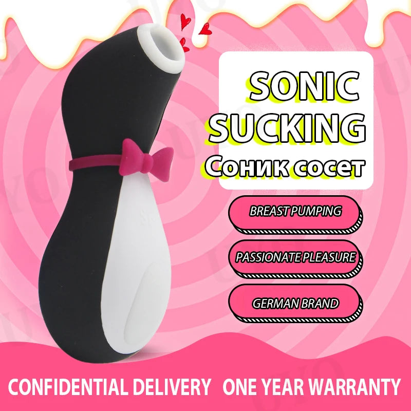 Satisfyer Penguin Clitoral Stimulator with Silicone and Nipple Sucking