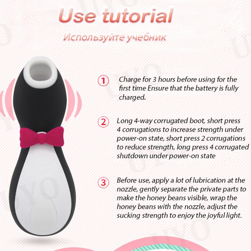 Satisfyer Penguin Clitoral Stimulator with Silicone and Nipple Sucking