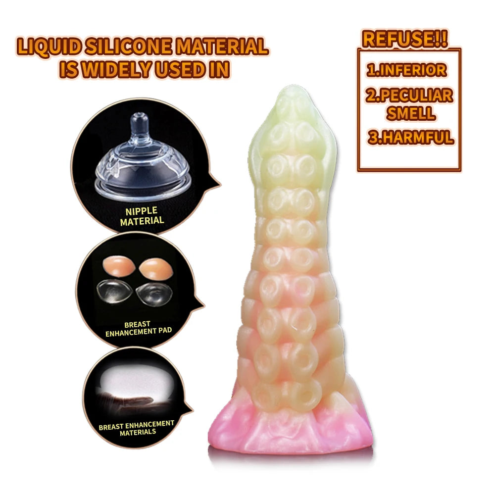 Monster Dildo with Suction Cup Attachment and Tentacles in Silicone