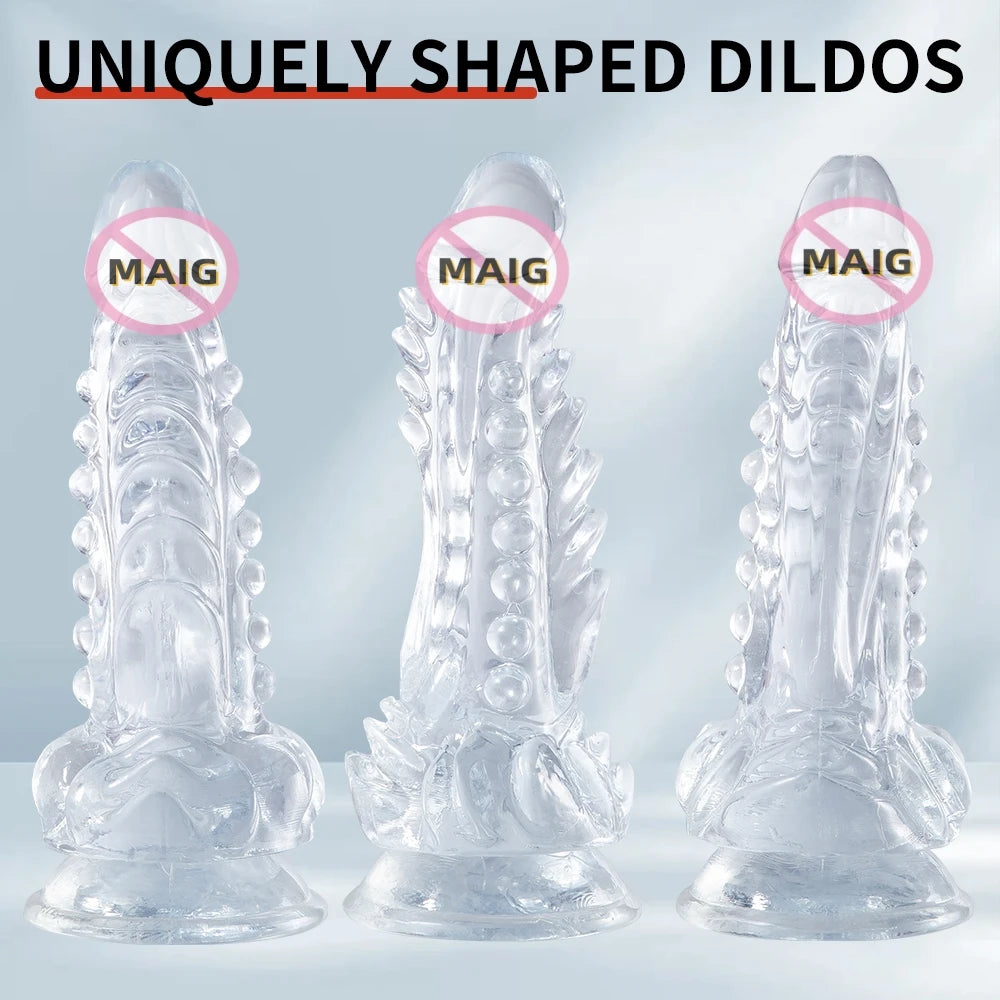 Transparent Dildo med Sugkoppling för Njutning