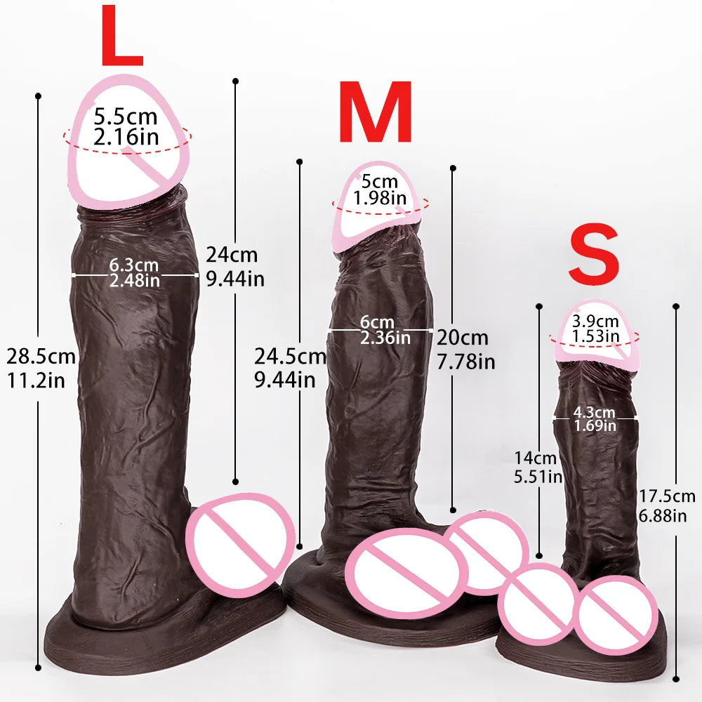 Large Realistic Silicone Dildo with Suction Cups for Women