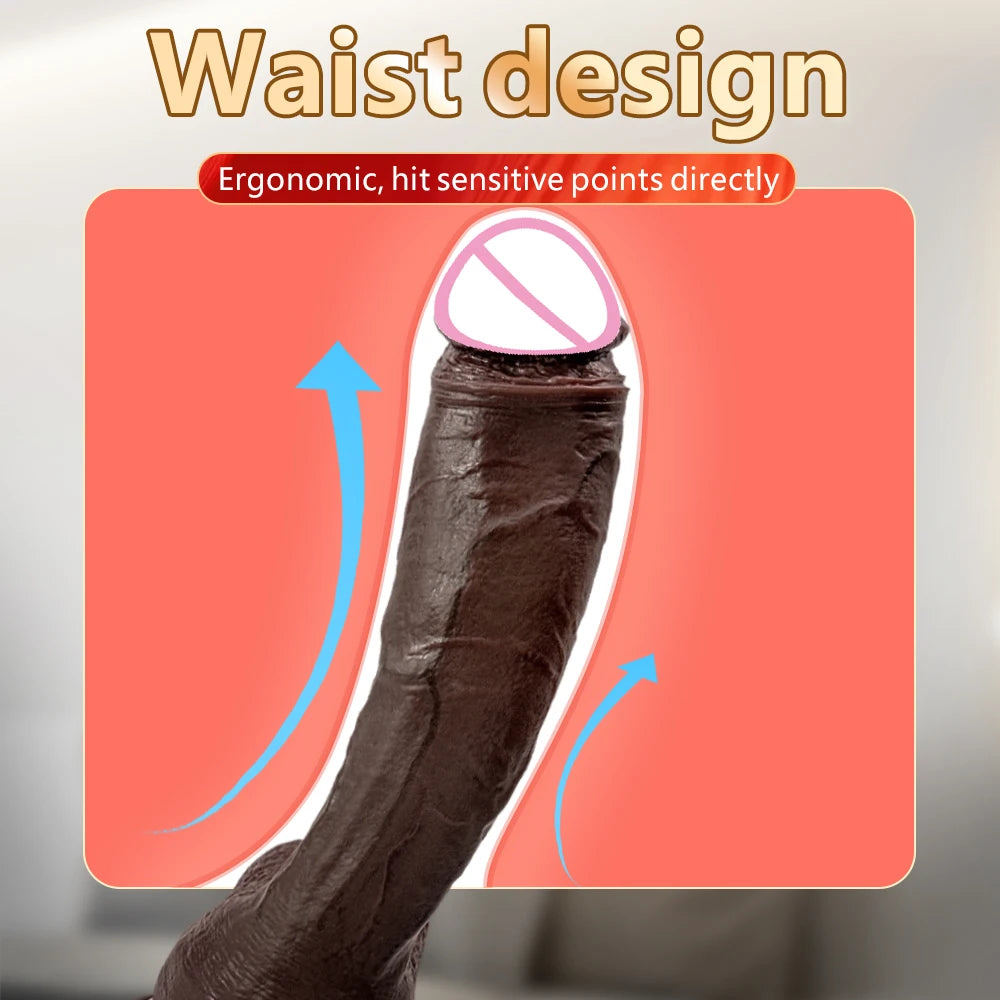 Stor Svart Dildo med Sugkoppsfäste för G-punkt Stimulering