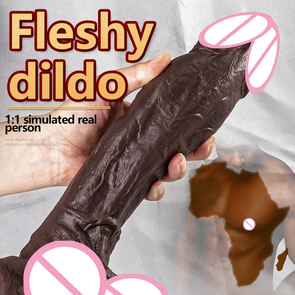 Stor Realistisk Silikon Dildo med Sugkoppar för Kvinnor