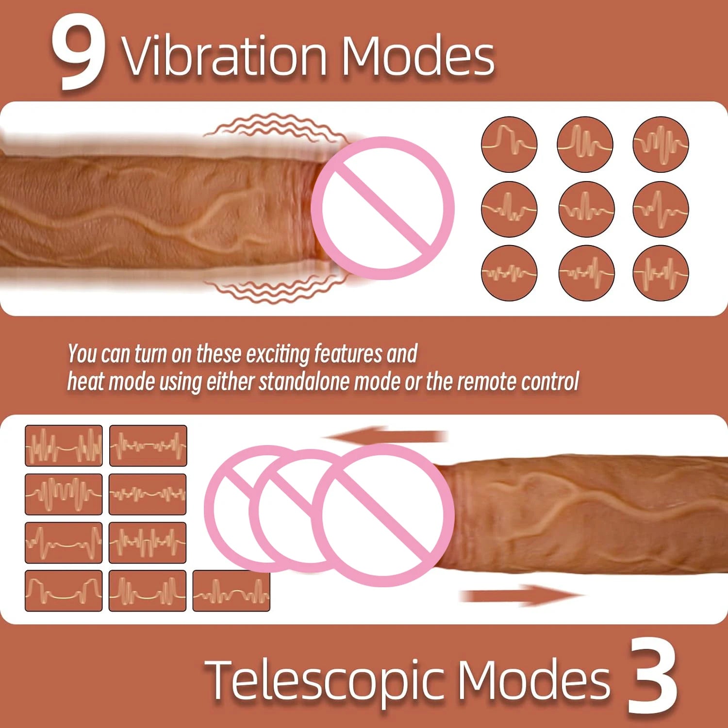 Realistic Dildo Vibrator with Heat and Telescopic Function