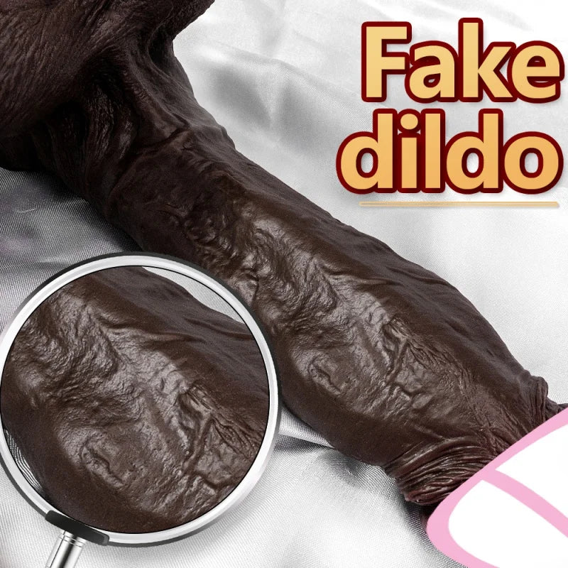 Stor Realistisk Silikon Dildo med Sugkoppar för Kvinnor