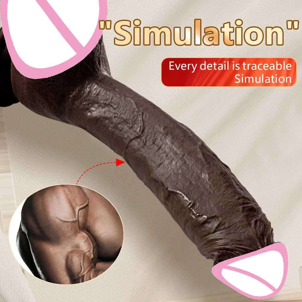 Stor Svart Dildo med Sugkoppsfäste för G-punkt Stimulering