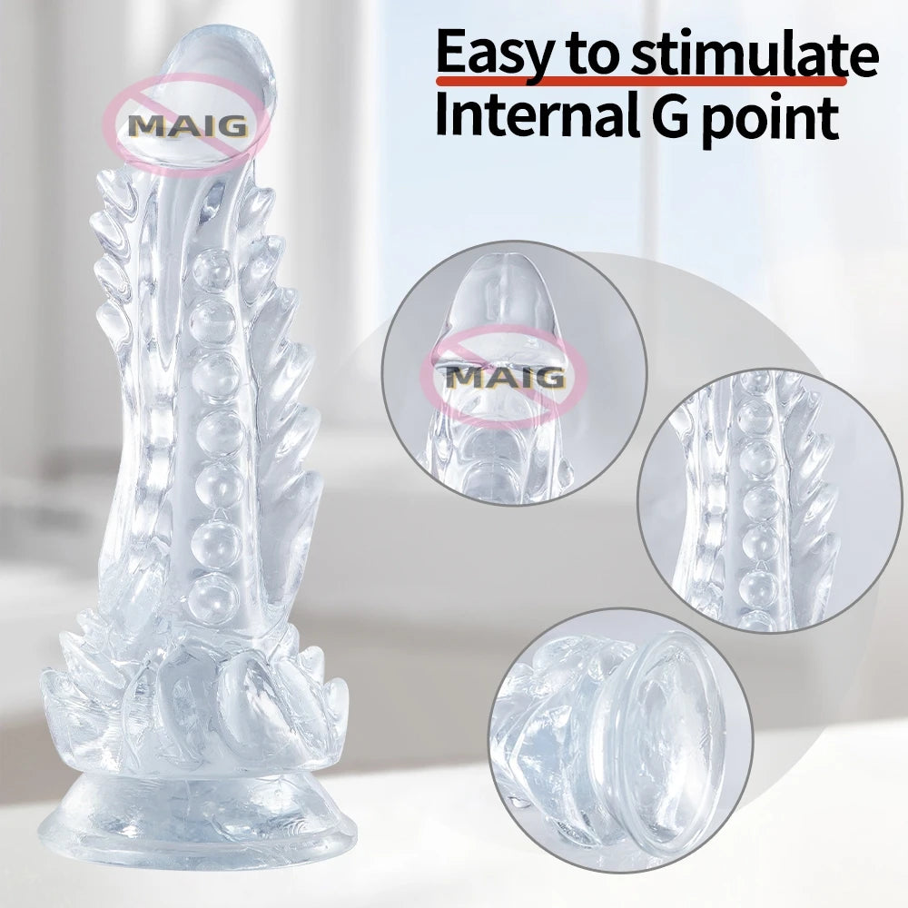 Transparent Dildo med Sugkoppling för Njutning