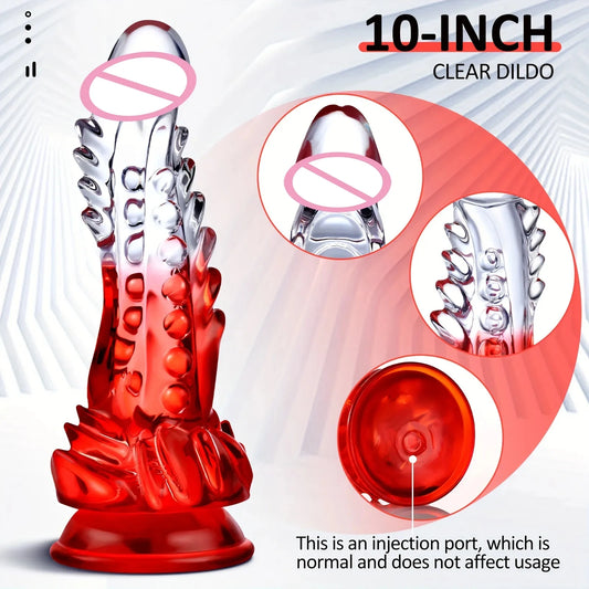 Clear G-spot Dildo with Suction Cup - Large Monster Dildo