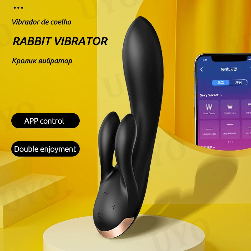 Satisfyer DOUBLE FLEX CONNECT APP - Kraftrik Kanin Vibrator för G-punkt och Klitoris