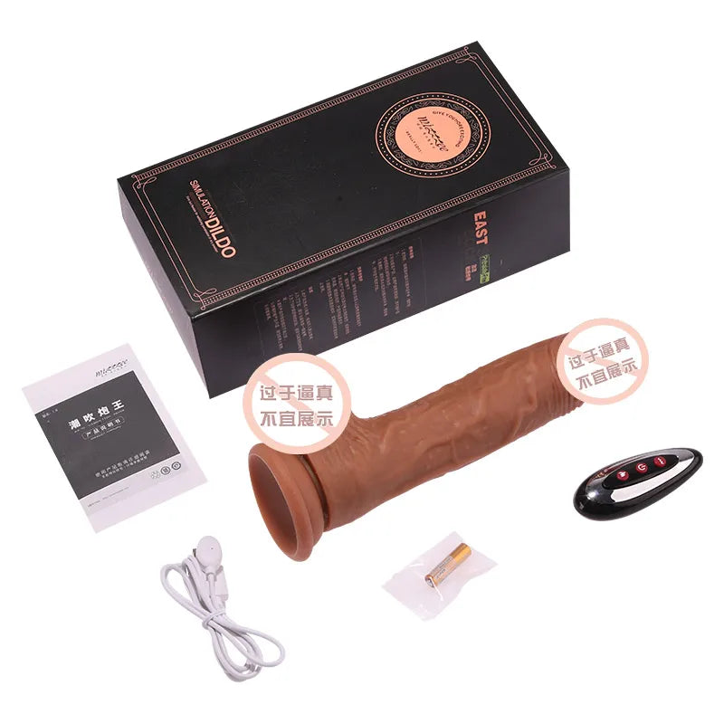 Realistic large dildo vibrator with heat and remote control