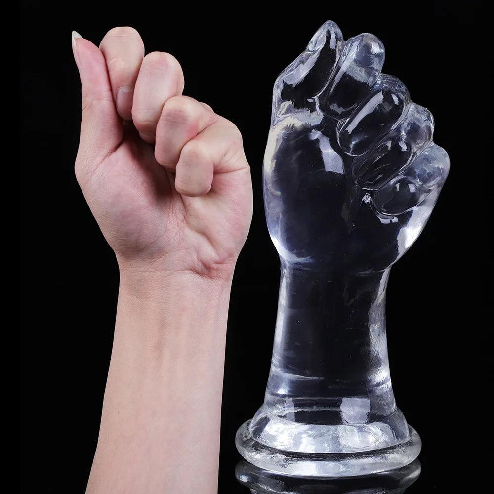 Analplugg med genomskinlig fist/finger, stor sexleksak - WIQ