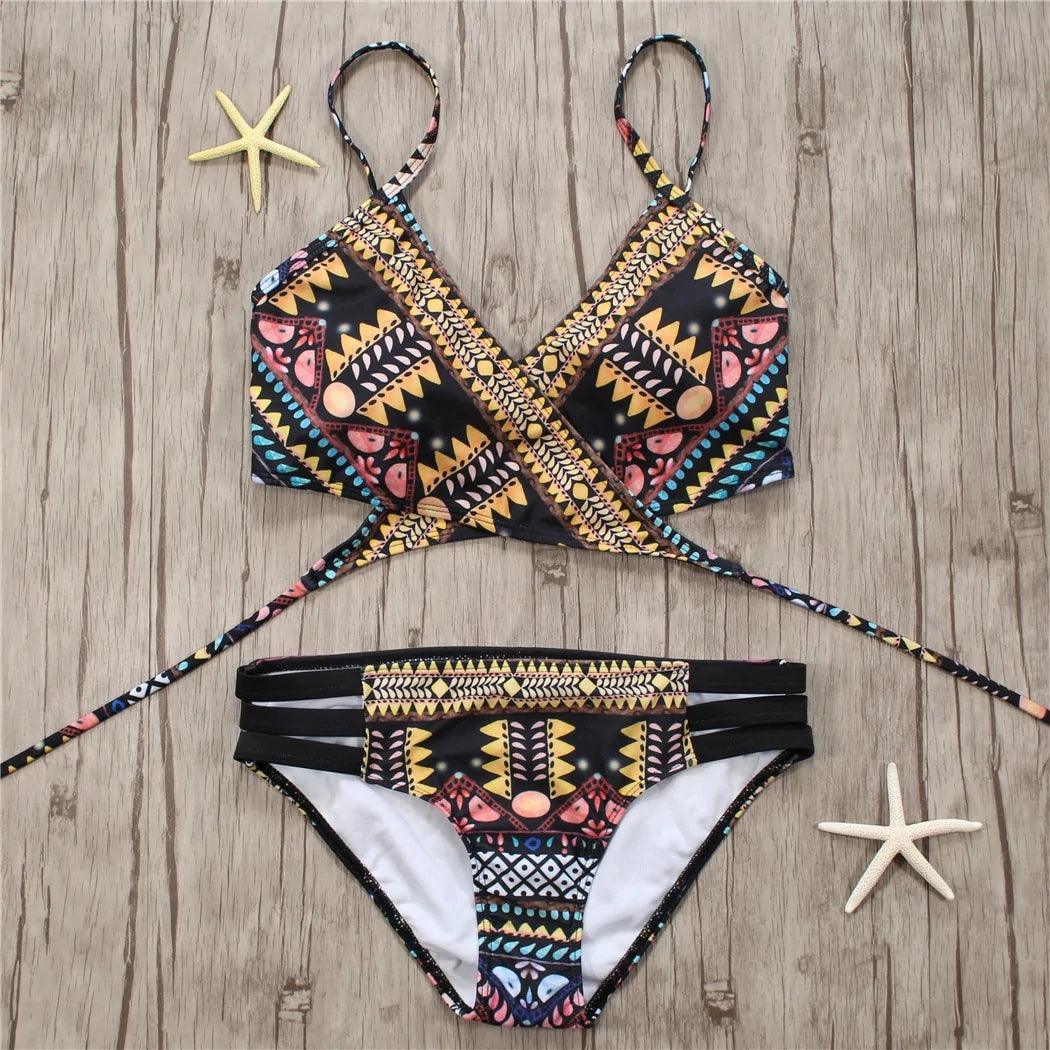 Aztec Bandage Bikini Set för Strandbabes - WIQ