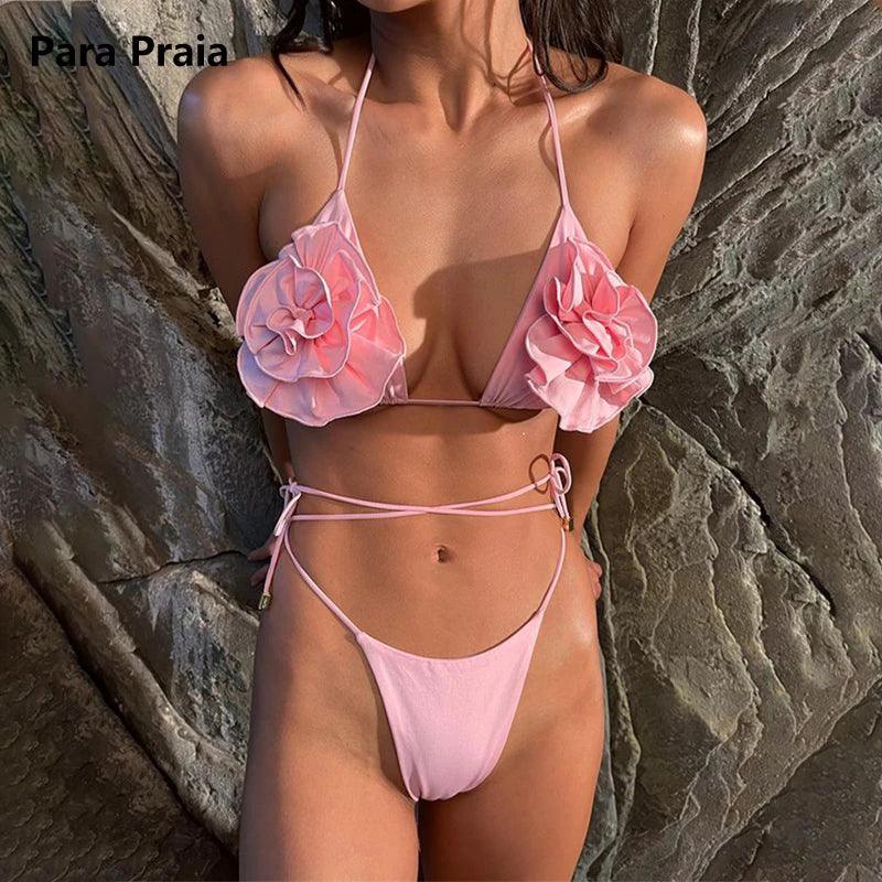 Blomster Halterneck Bikini Set för Strandsnåle - WIQ