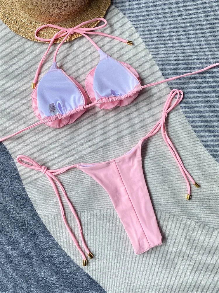 Blomster Halterneck Bikini Set för Strandsnåle - WIQ