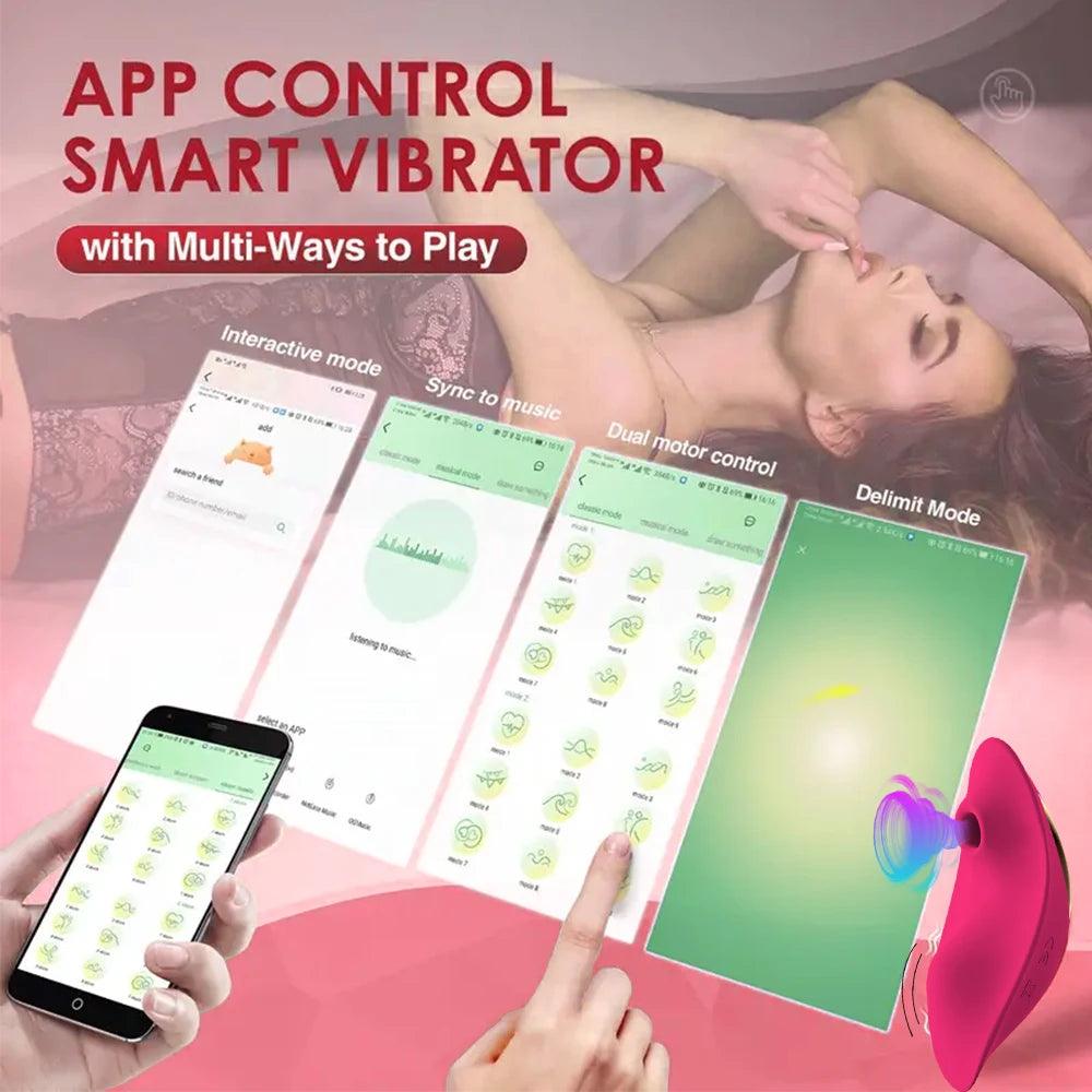 Bluetooth Klit Sugare & Vibrator Combo - Bärbar Vuxenleksak för Damunderkläder - WIQ