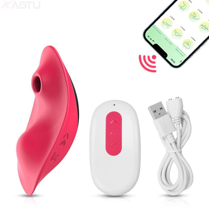 Bluetooth Klit Sugare & Vibrator Combo - Bärbar Vuxenleksak för Damunderkläder - WIQ