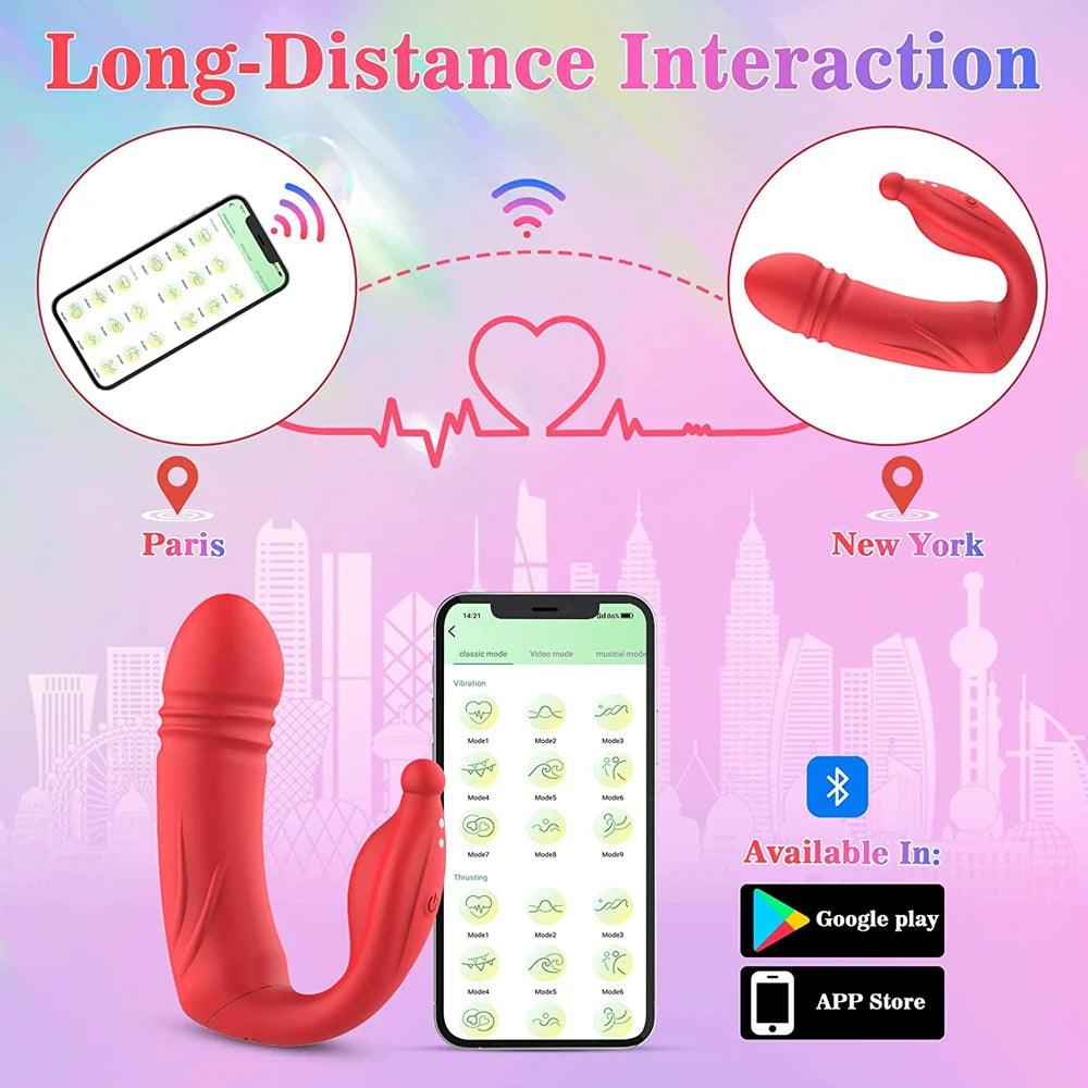 Bluetooth-styrd dubbelstimulerande vibrator - dual G-punkts- & klitorisstimulator - WIQ