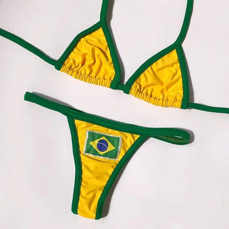 Broderad Bikini Set med G-string Trosa - Sensuell Strandkläder - WIQ