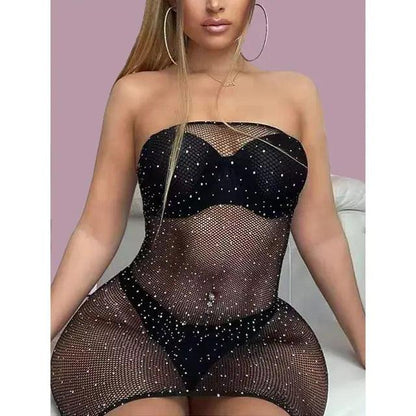 Diamantnät och Rhinestone Bodysuit - WIQ