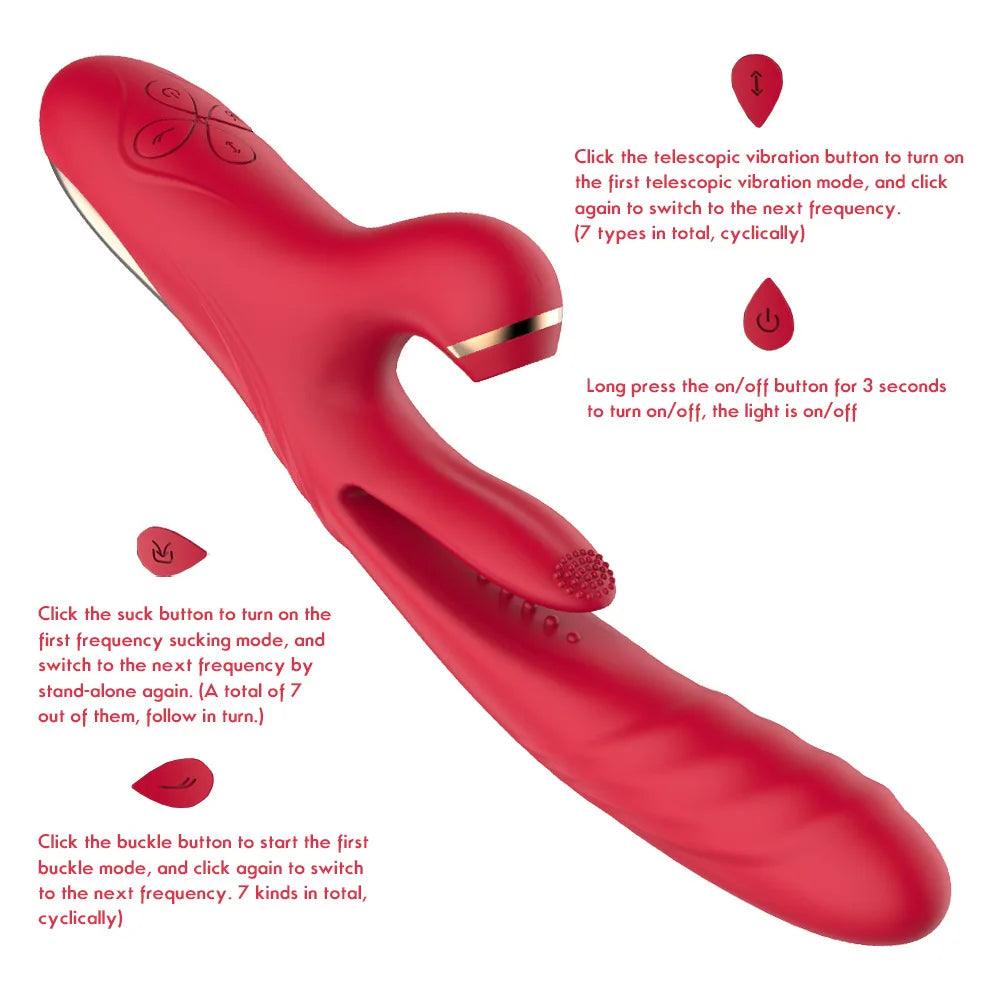 Dildo med Retraktbar Tunglickande Vibrator - WIQ