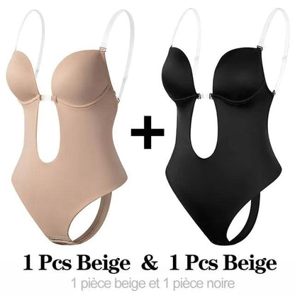 Djup V-ringad formande bodysuit för damer - WIQ