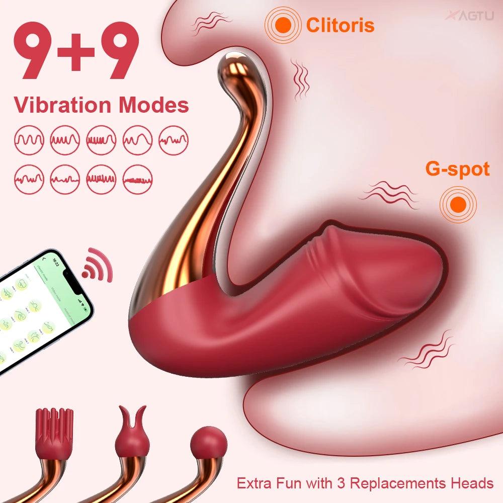 Dual Stimulerande Vibrator med Bluetooth - Snabb Orgasm Sexleksak - WIQ