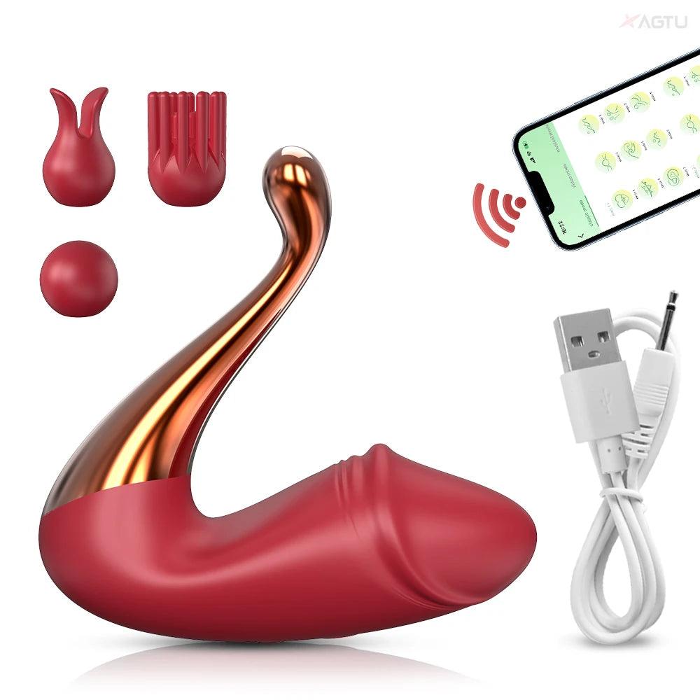 Dual Stimulerande Vibrator med Bluetooth - Snabb Orgasm Sexleksak - WIQ