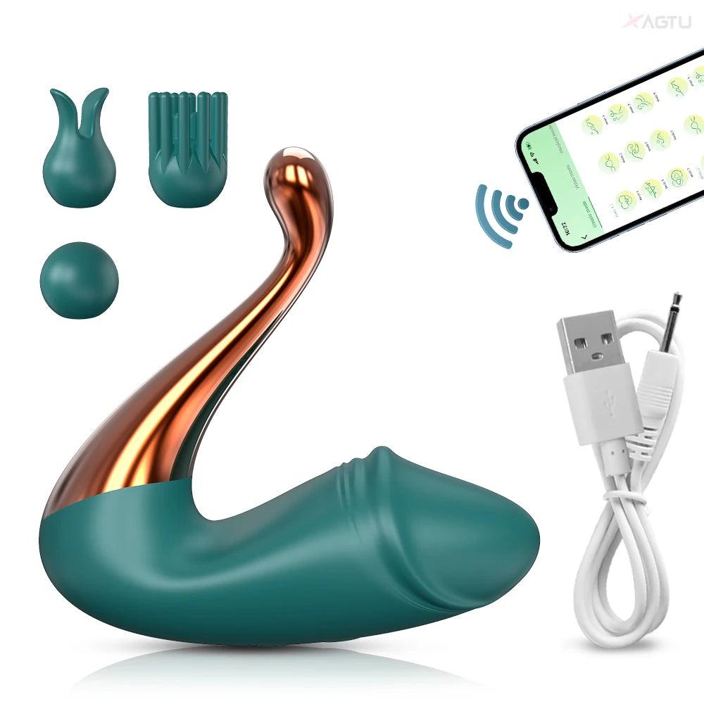 Dual Stimulerande Vibrator med Bluetooth - Snabb Orgasm Sexleksak - WIQ