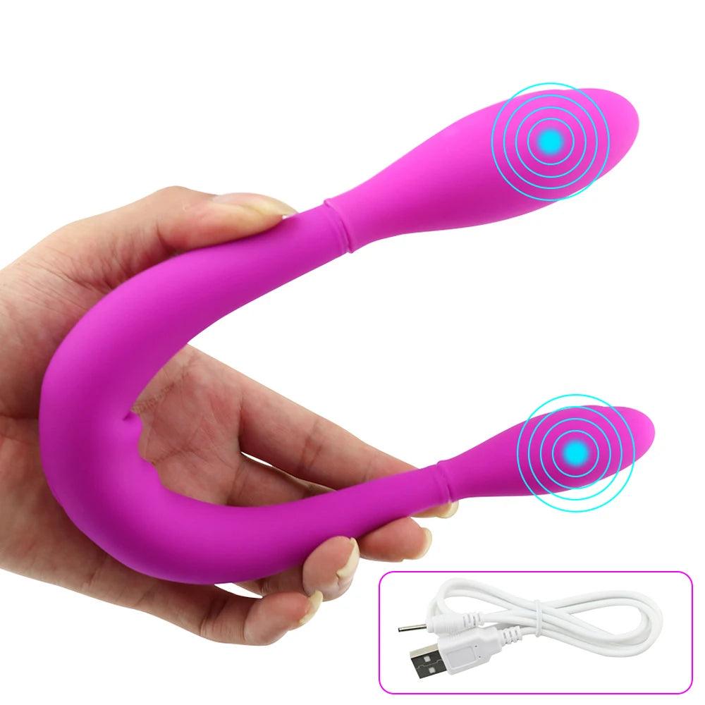 Dubbel Nöje Silikon Vibrator för Hands-Free Njutning - WIQ