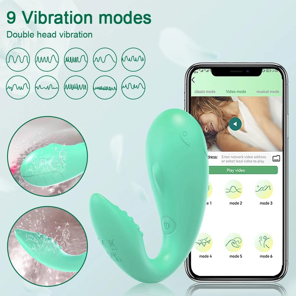 Dubbelmotor G Spot Vibrator med Appstyrning - Silikon Dildomassör för Handsfree Nöje - WIQ