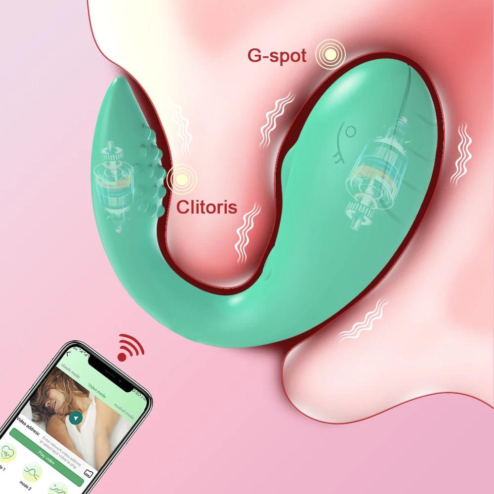 Dubbelmotor G Spot Vibrator med Appstyrning - Silikon Dildomassör för Handsfree Nöje - WIQ