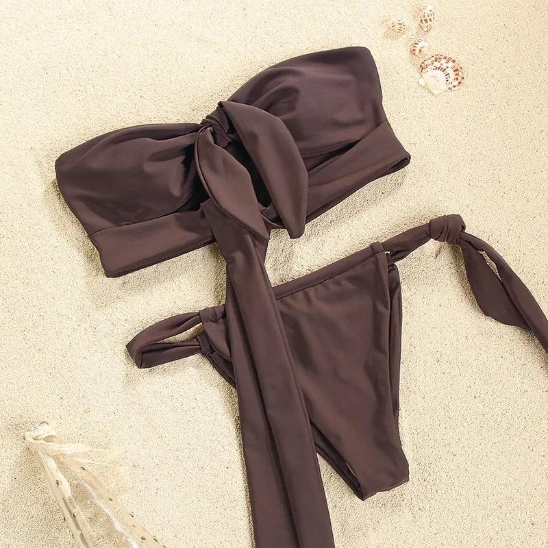 Elegant Bandage Bikini Set med Utskärning - WIQ