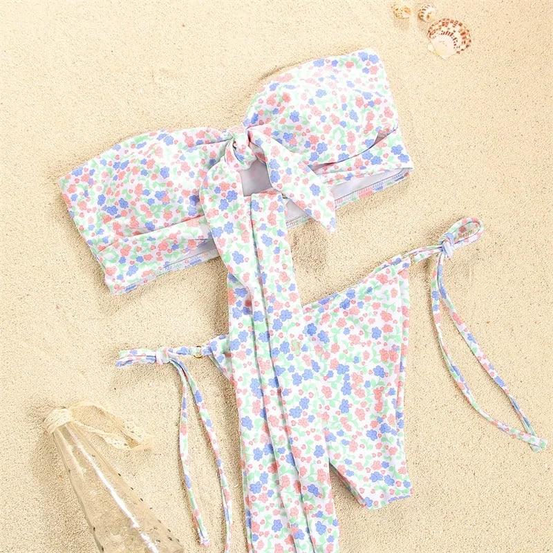 Elegant Bandage Bikini Set med Utskärning - WIQ