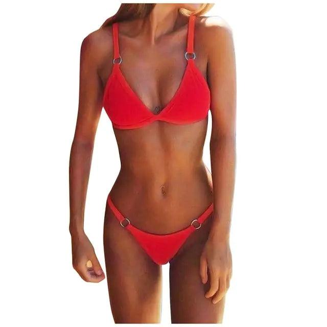 Elegant Bandeau Bikini Set med Unik Enaxeldesign - WIQ