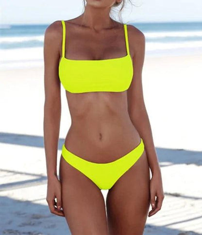 Elegant Bikini Set för Kvinnor - Enfärgad Strandkläder - WIQ