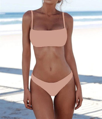 Elegant Bikini Set för Kvinnor - Enfärgad Strandkläder - WIQ