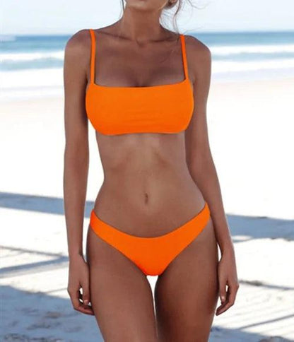 Elegant Bikini Set för Kvinnor - Enfärgad Strandkläder - WIQ