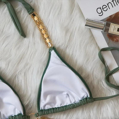 Elegant Bikini Set med Metall Detaljer för Stranden - WIQ