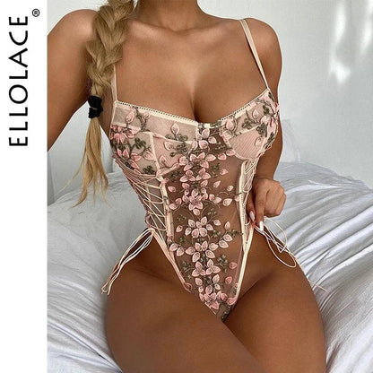 Elegant Blomsterbroderad Bodysuit - WIQ