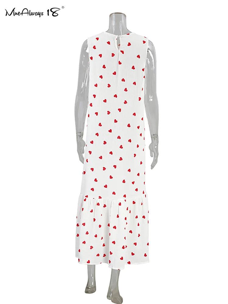 Elegant Bomullsnattklänning med Kärleksmönster - Våren 2024 - WIQ