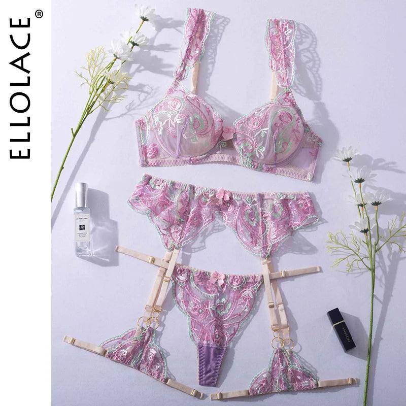 Elegant Ellolace Damers Underklädes Set - 4 Delar för Självförtroende - WIQ