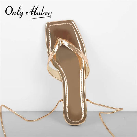 Elegant Guld Snörplatta Sandaler från Onlymaker - WIQ