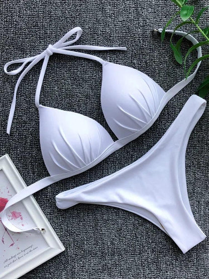 Elegant Halter Bikini med Stödjande Kupor - WIQ