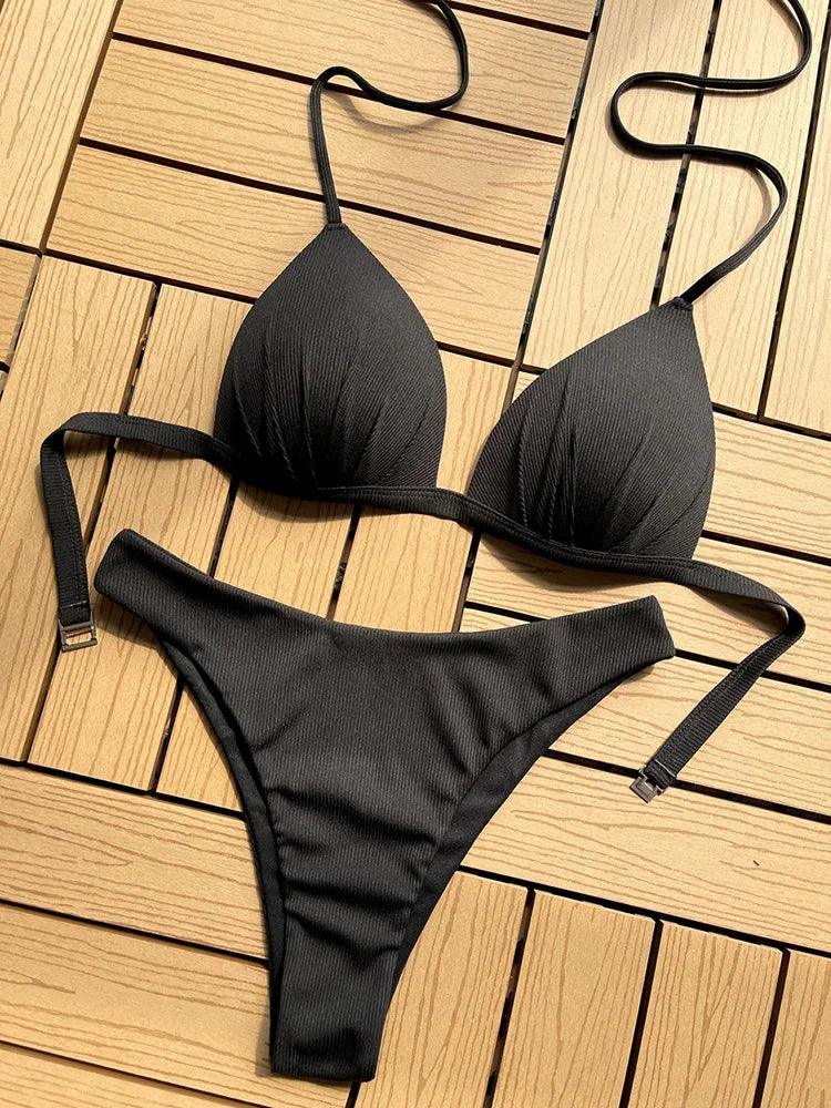 Elegant Halter Bikini med Stödjande Kupor - WIQ