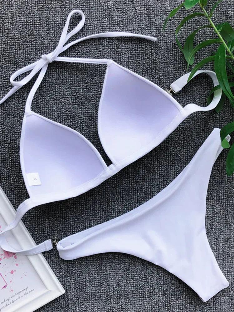 Elegant Halter Bikini med Stödjande Kupor - WIQ