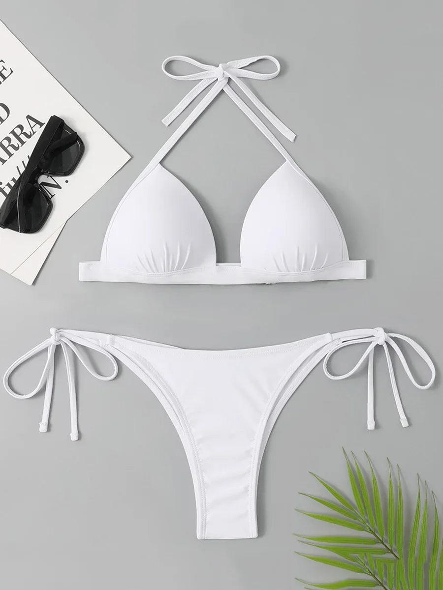 Elegant Halter Bikini med Stödjande Kupor - WIQ