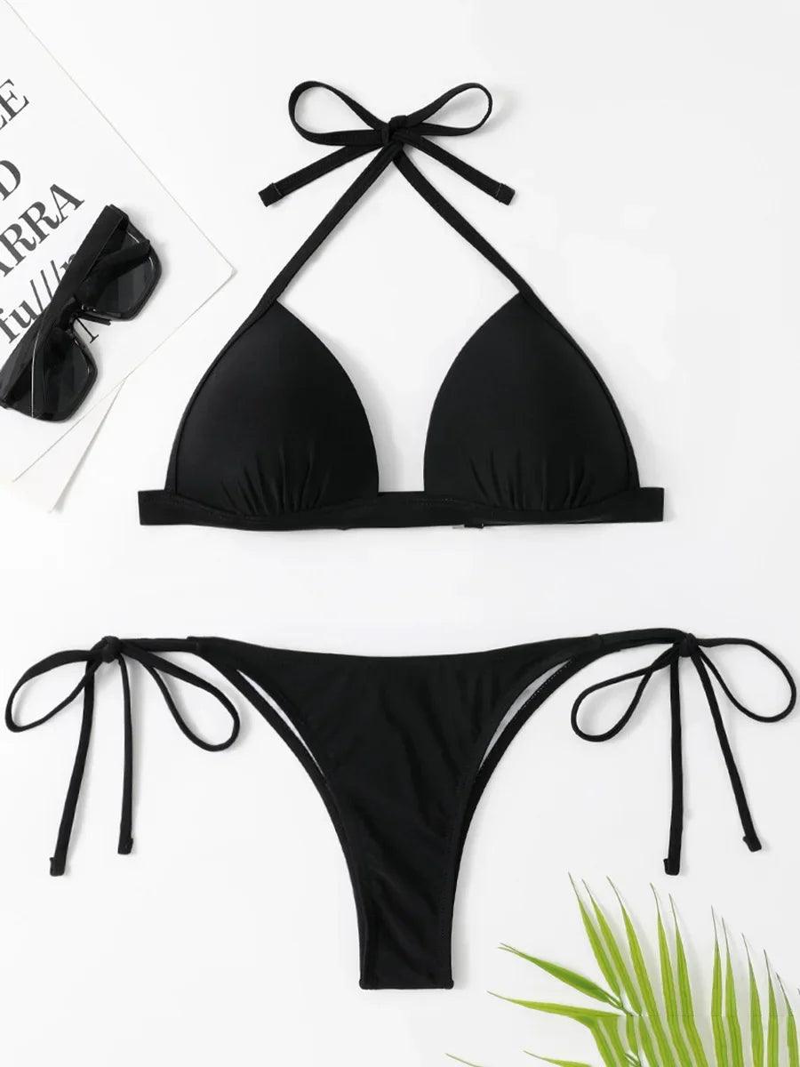 Elegant Halter Bikini med Stödjande Kupor - WIQ