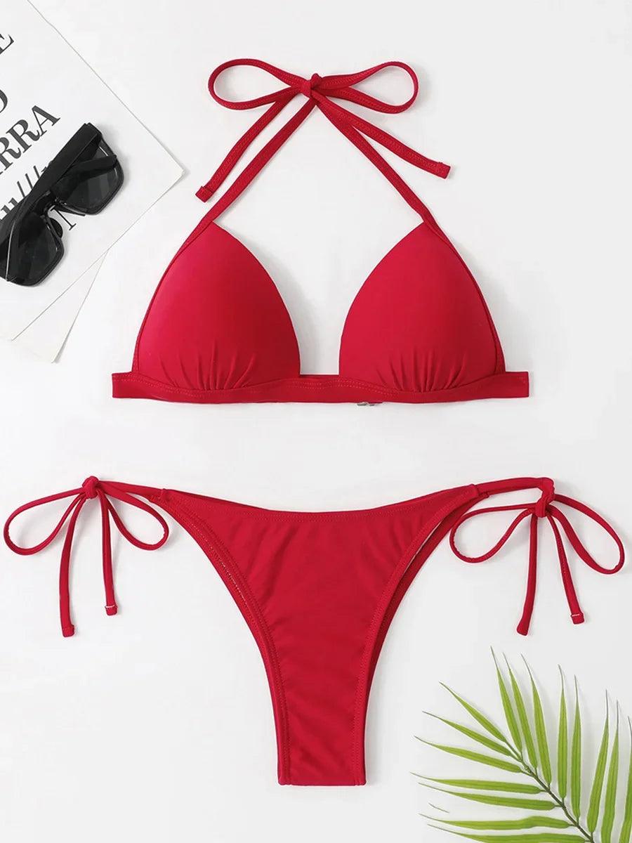 Elegant Halter Bikini med Stödjande Kupor - WIQ