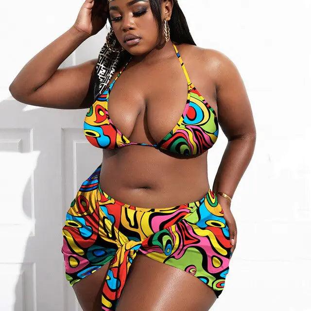 Elegant Plus Size Bikini Set för Kurviga Drottningar - WIQ