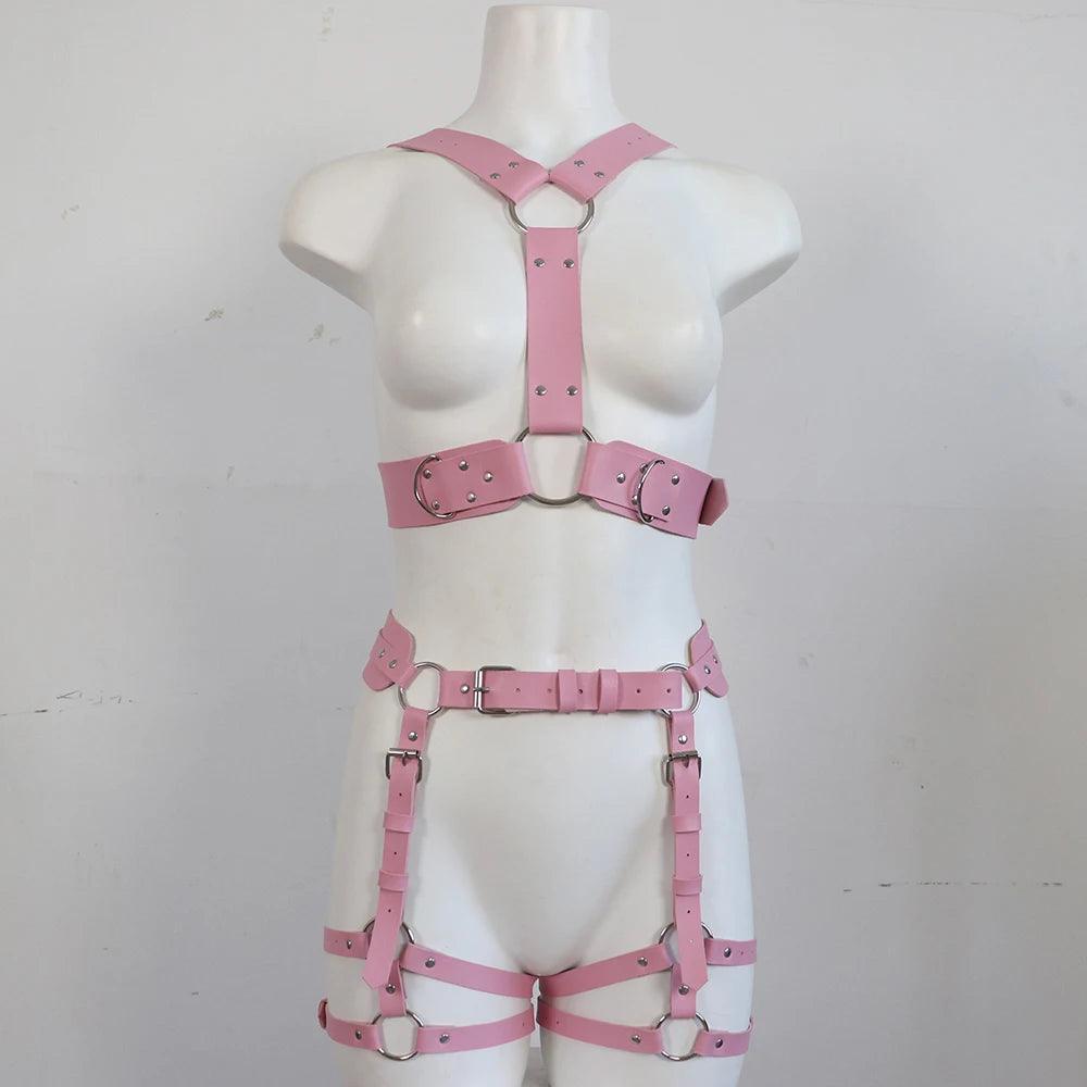 Elegant Rosa Läder Bondage Set för Kvinnor - WIQ